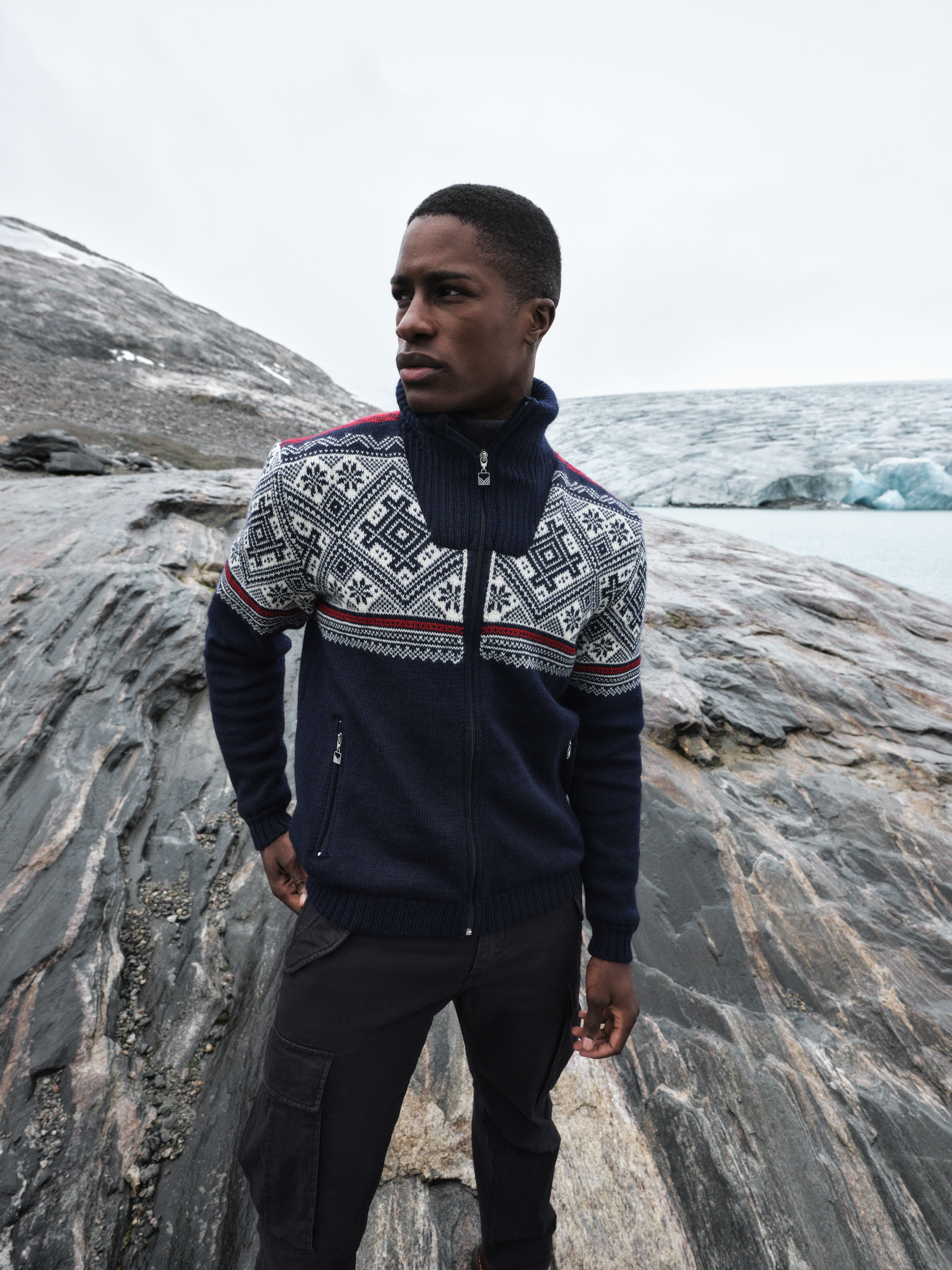 Hardanger Windproof Men's Jacket Navy Offwhite Redrose