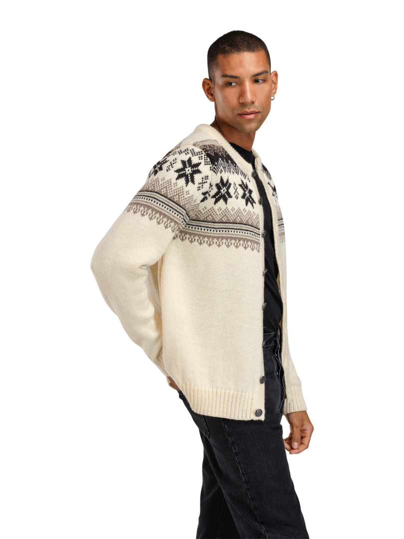 Veafjord Men's Jacket - Norwegian Wool Cream Mountainstone Coffee