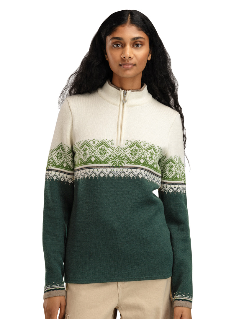 Moritz Women’s Sweater - Merino Wool Pinegreen Offwhite Springgreen