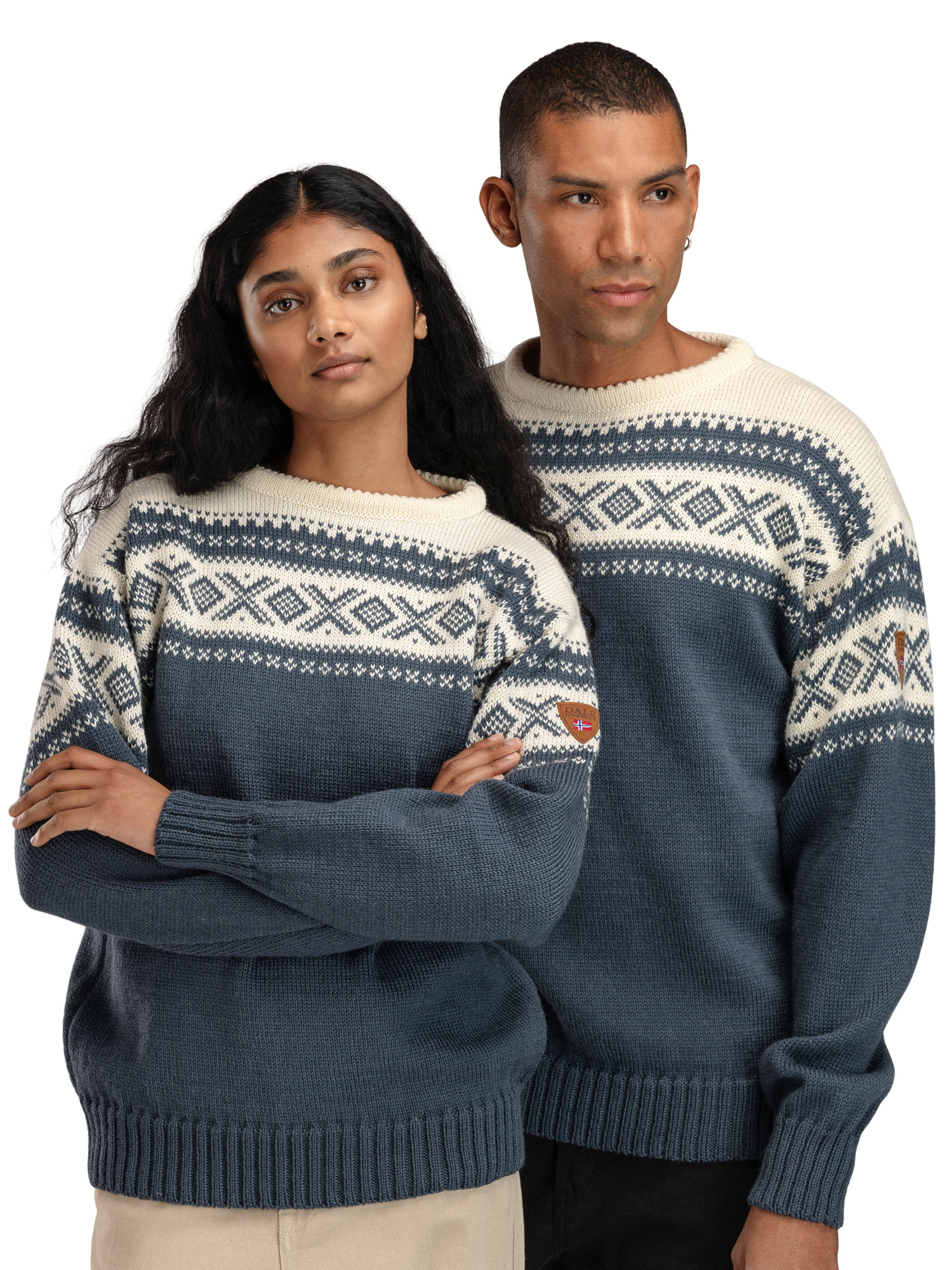 Cortina 1956 Sweater - Norwegian Wool Steel Offwhite