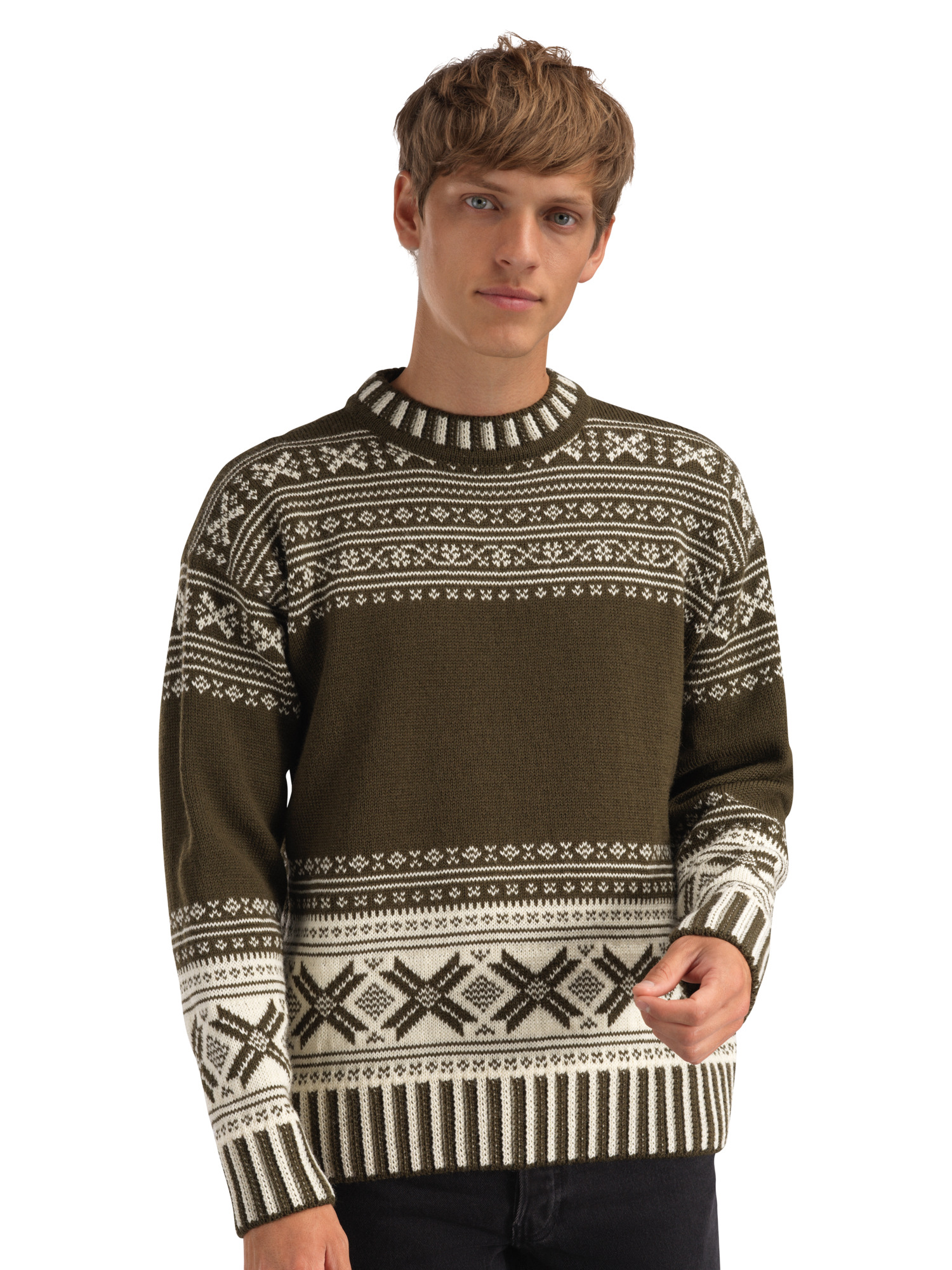 Torridal Men's Sweater Army Green Offwhite