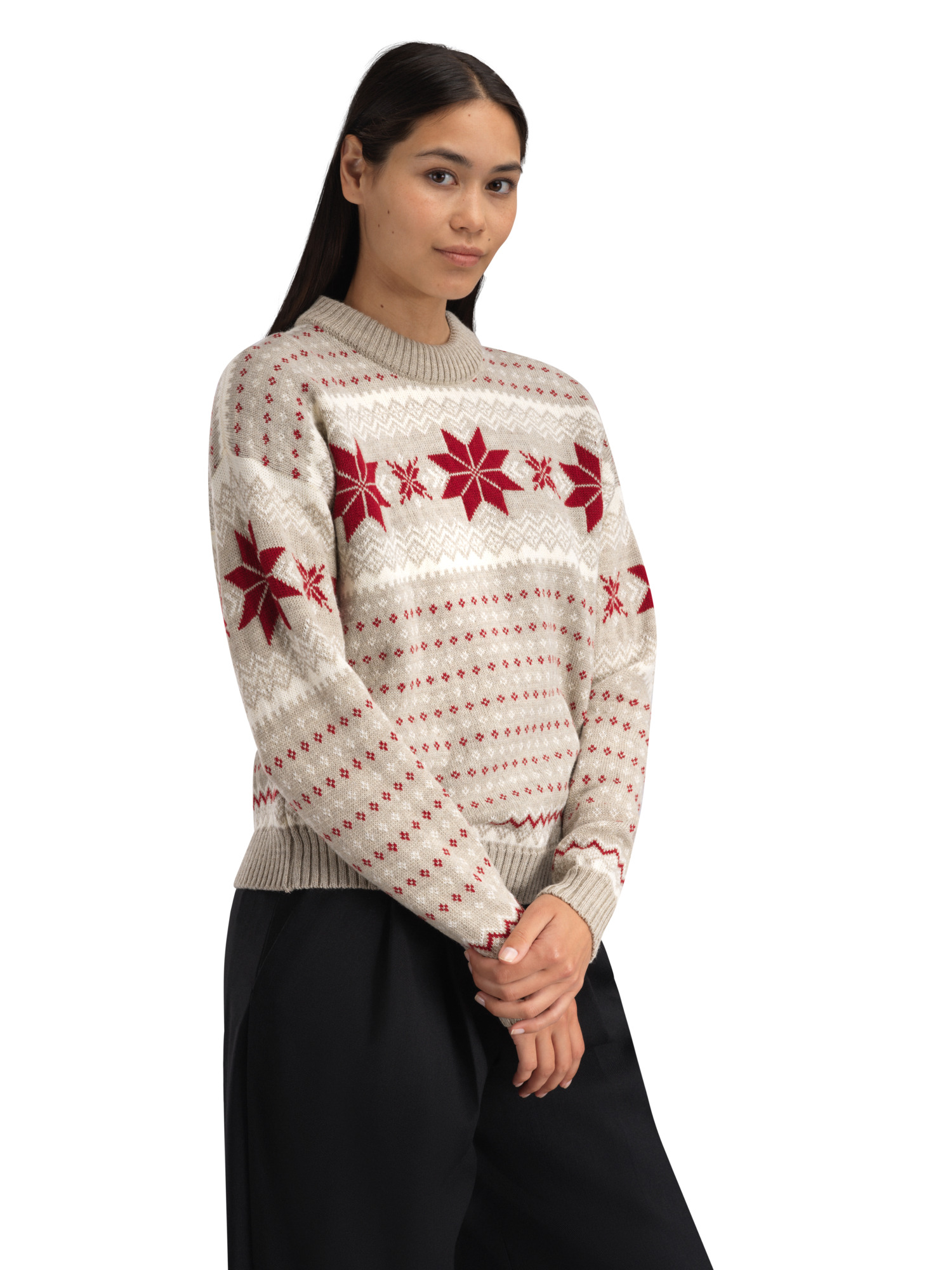 Egersund Women's Sweater Sand mel. Offwhite Red