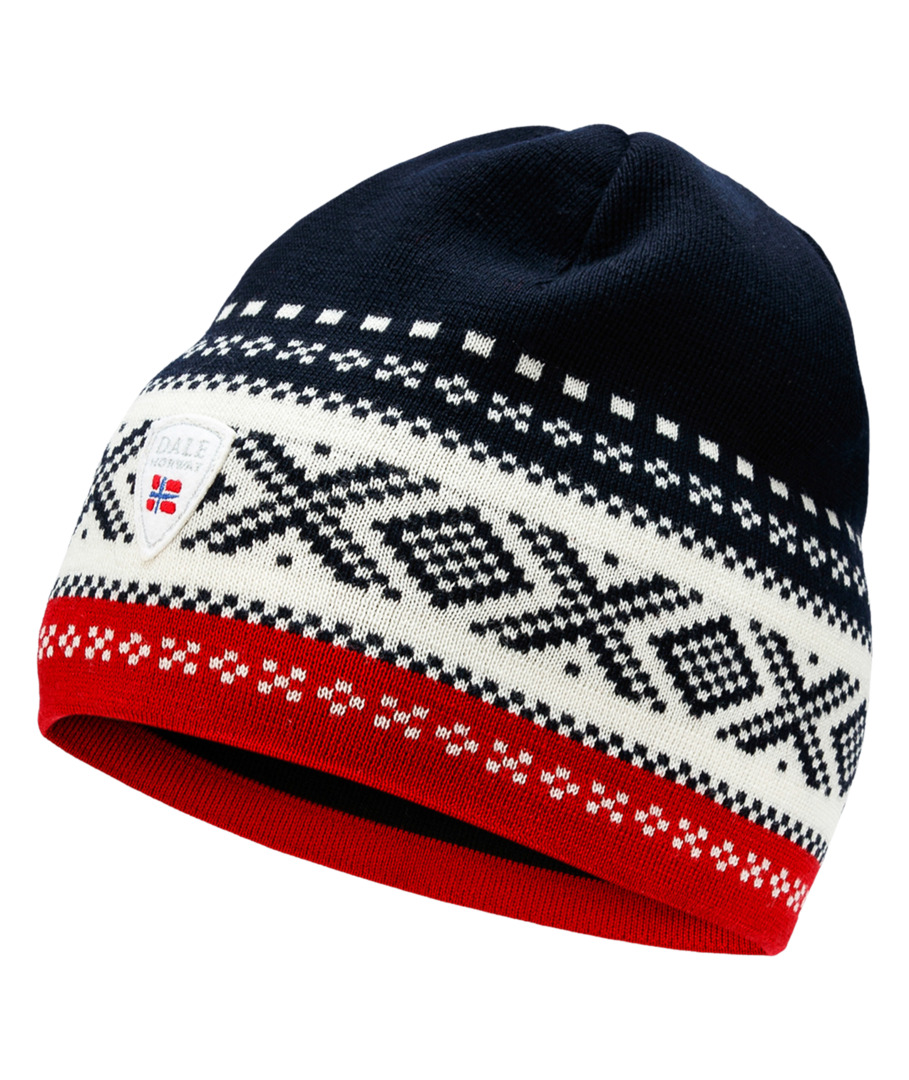 Dystingen unisex merino wool hat Navy Offwhite Raspberry