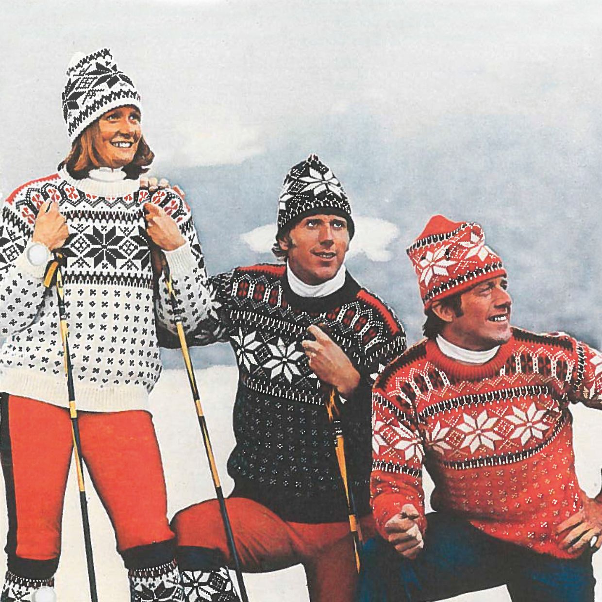knitted sweaters on models from the 1960s